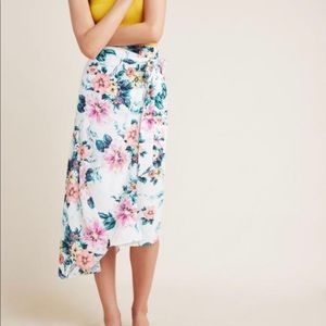 NEW Anthropologie Yumi Kim Live It Up Floral White Asymmetrical Skirt - Size XL